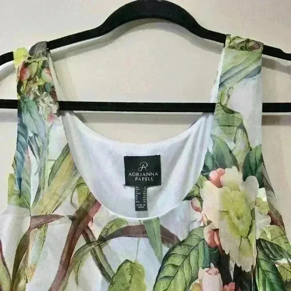 Adrianna Papell Sleeveless Maxi Chiffon Dress Tropical Green Print Size 8 #004 - Picture 3 of 6